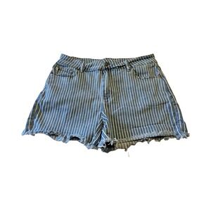 Judy Blue Shorts Women XL‎ Blue Striped Cut off Everyday Stretch Denim